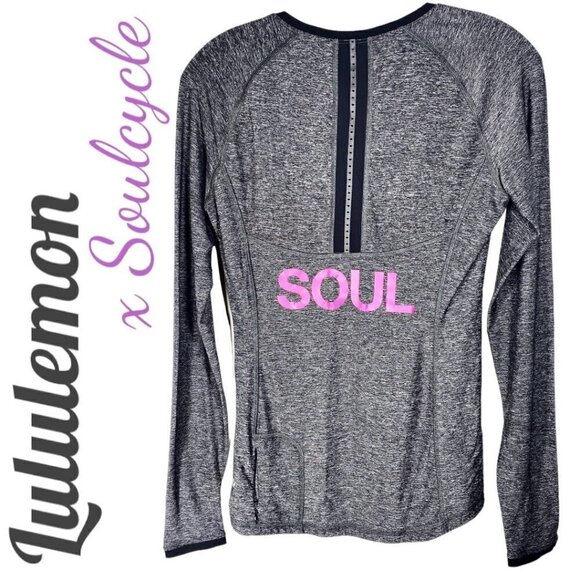 LULULEMON x SOULCYCLE Pace Pusher Long Sleeve SOUL Graphic Stretchy Top Black, 6 - Picture 1 of 8